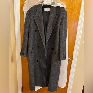 Petite Studio NYC Charcoal Allister Wool Double-Breasted Trench Coat